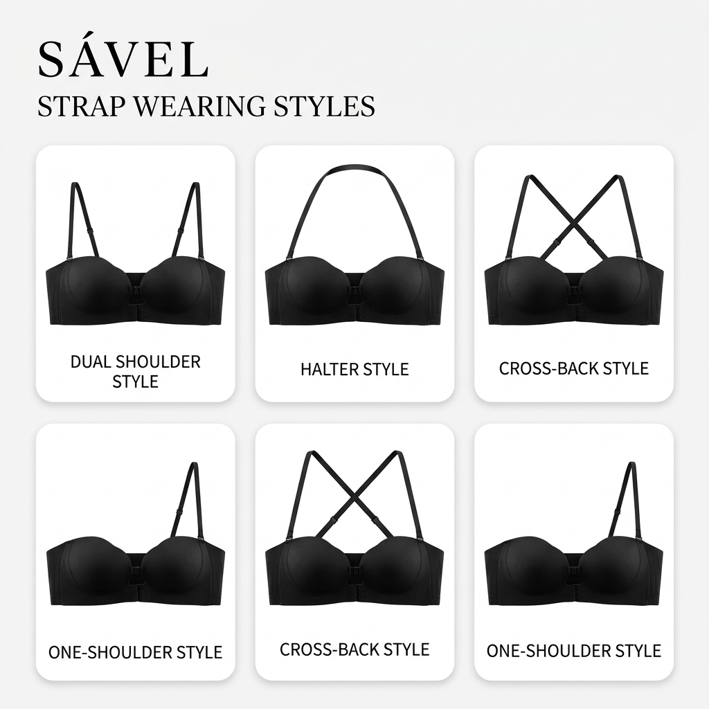 Sável — Strap Wearing Styles grid (black), real product